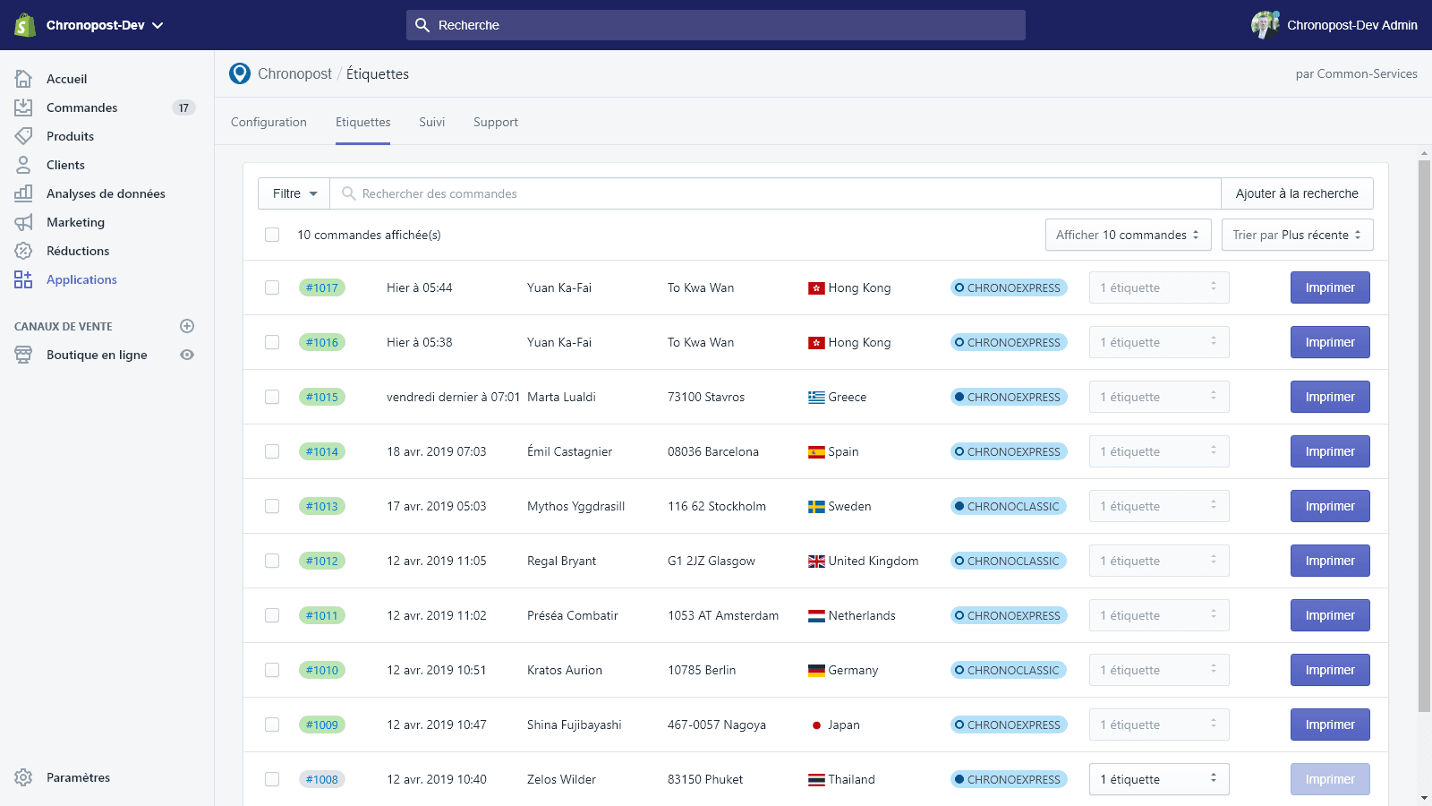 Chronopost screenshot 2