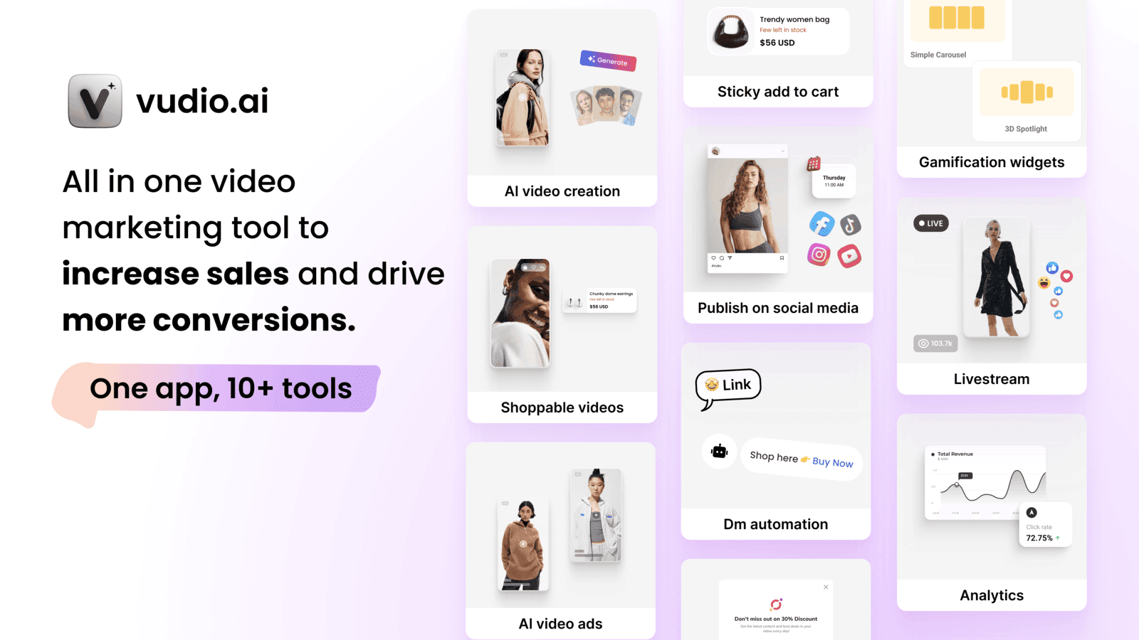 Vudio AI: 10+ Video UGC Apps screenshot 1