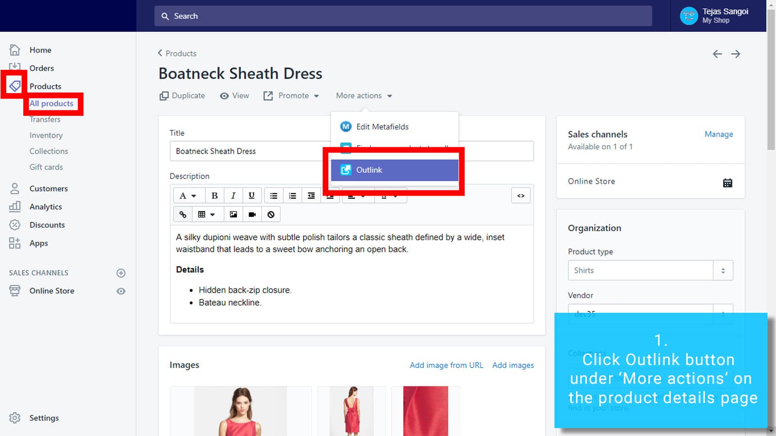Outlink External Links Button screenshot 2