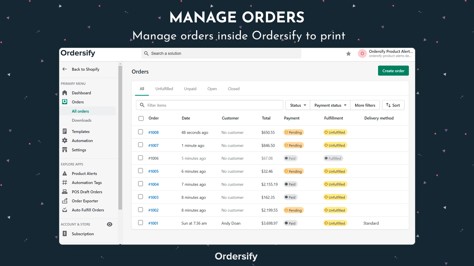 Ordersify: PDF Order Printer screenshot 1