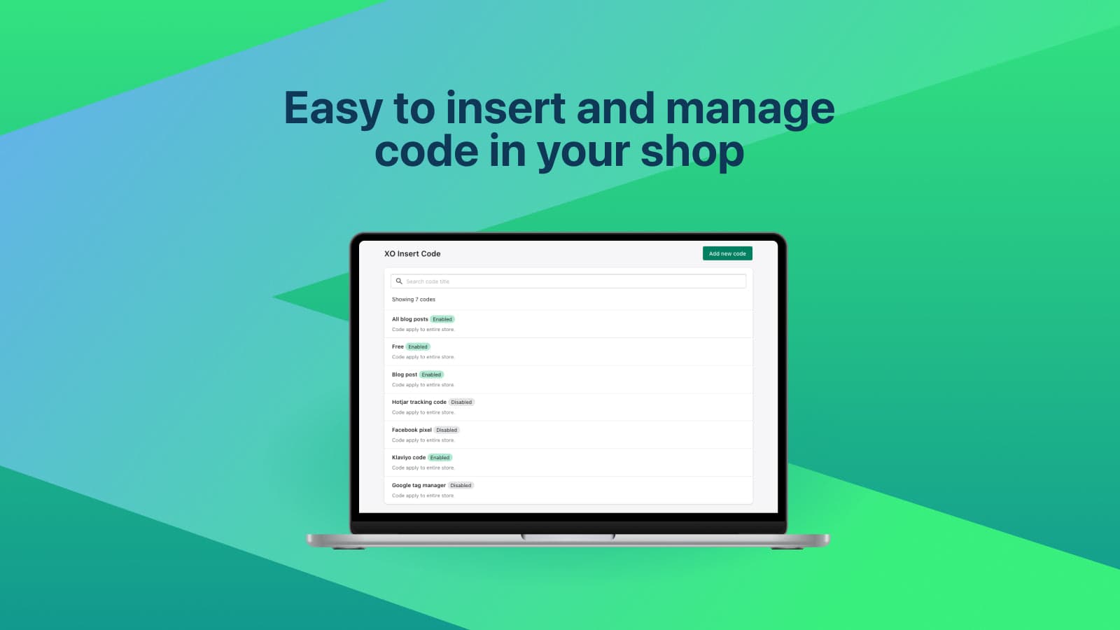XO Insert Code screenshot 2